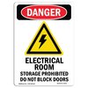 Signmission Safety Sign, OSHA Danger, 24" Height, Electrical Room Storage, Portrait OS-DS-D-1824-V-2233